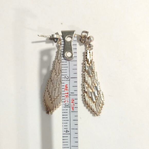 14k yellow gold vermeil Sterling Silver 925 Dangle Drop Earrings Posts Italy - Picture 5 of 8